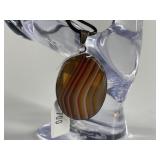Sterling silver and agate pendant on short cord