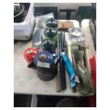 Large lot with butane canisters, pie irons, graph