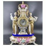 Porcelain mantel clock, battery operated mechanism