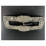 Antique sterling silver large ladies belt buckle,