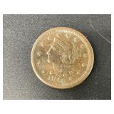 1846 Small date, large cent, grade of 35 or higher