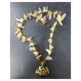Artisan glass pendant with unique beads on a wire