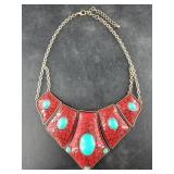 Unique costume necklace in style of turquoise and