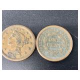 2 Large cents: 1847, 1856