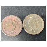 2 Collectable large cents: 1845, a slightly off ce
