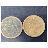 2 Large cents: 1850, 1853