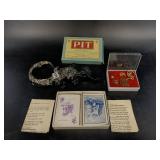Lot with an antique game of Pit, jewelry set with