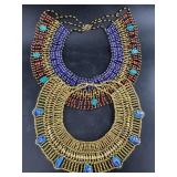 2 Very unique collar style necklaces with Egyptian