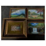 Lot of 4 hand made pieces of art, largest is 7" ac