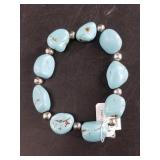 Bracelet with faux turquoise and silver beads