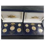Two commemorative coin sets: 1999, 2000 each conta