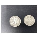 2 Walking Liberty silver half dollars: 1940 x2