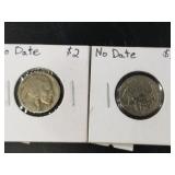 2 Buffalo nickels
