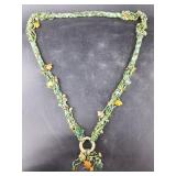 Stunning hand beaded necklace with natural stone b