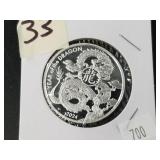 2024 Year of the DRAGON, 1 troy oz .999 silver rou