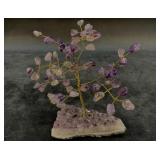 Amethyst and brass wire tree 7"