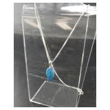 Sterling silver and opal mosaic pendant on a sterl