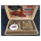 Great American RR pocket watch set, wind up in wor