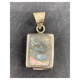 Silver and abalone pendant