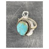 Turquoise and silver pawn style ring size 8 1/2