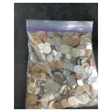 Large bag lot of foreign coins