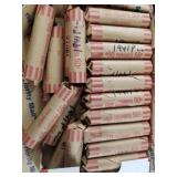 30 Rolls of wheat cents, in a small flat rate box
