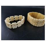 2 Old stretch bracelets: 1 bone, 1 ivory, NO SHIPP