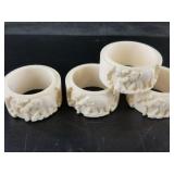 Set of 4 Asian ivory napkin rings NO SHIPPING OUT