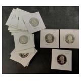 15 San Francisco mint proof and UNC quarters, vary