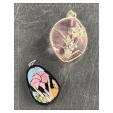 2 Pendants: 1 is a mother of pearl mosaic, other i