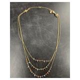 Unique 3 tiered glass seed bead necklace, each cha