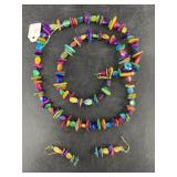 Bright multi-colored necklace and earring set