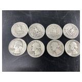 8 Silver Washington quarters
