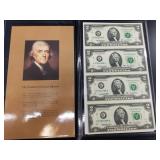 Government issued uncut sheet of 4 $2 series 2003A