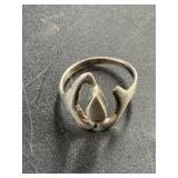Sterling silver ring in modernist style size 7 3/4
