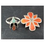 2 pieces of vintage stering silver Southwestern je