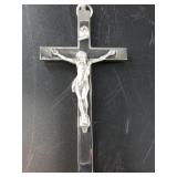 Antique ebony and nickel Crucifix, likely old Germ