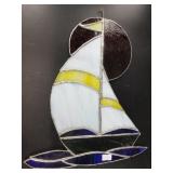 12 inch stained glass sail boat artwork.