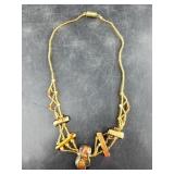 Artisan glass and hand beaded statement necklace