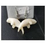 Beautiful pair of ivory beluga whale earrings,