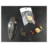 Lot of 4: 2 bone netsuke style zipper pulls and 2