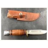Marbles 80102 hunting knife with stacked leather h