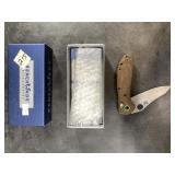 Bench made model 550 knife featuring a stonewash b
