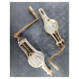 Lot of 2 antique cranks from ice cream makers: 1 f