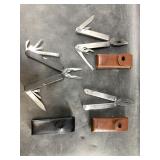 Lot with 3 off brand multi-tool knives in nylon po