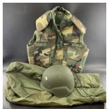 US GI gear including kevlar helmet, Native standar