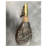 Antique powder horn with 2 measurements
