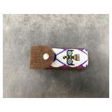 Swede leather sheath with navajo bead work. Will c
