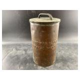 Antique red flare copper cannister with original l
