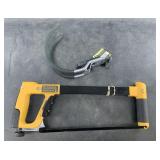 Lot of 2: DeWalt angle hack saw, and a outdoor hos